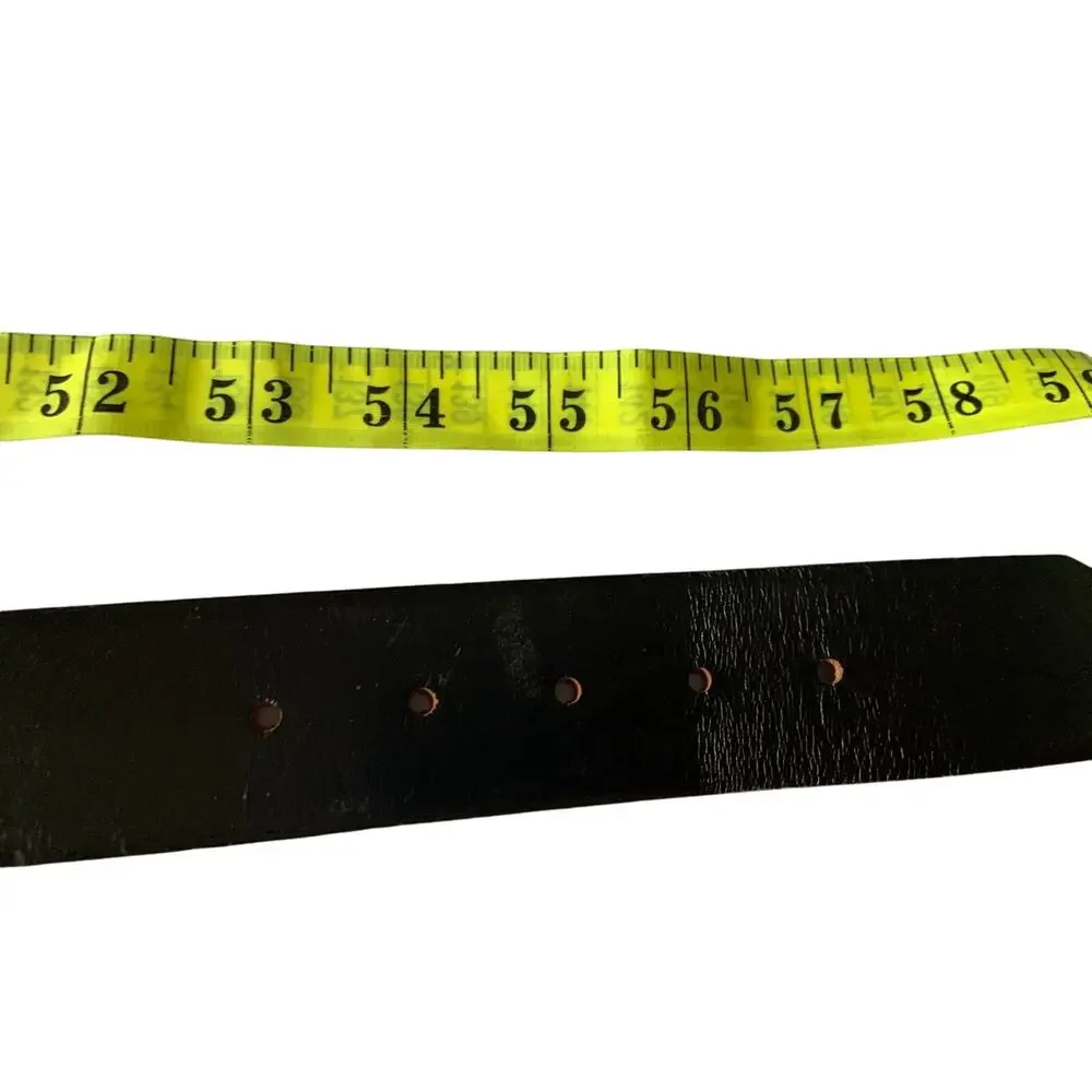Mens Black Leather Belt Top Grain Oil Tan Leather Belt Square Buckle Size 56 Z6